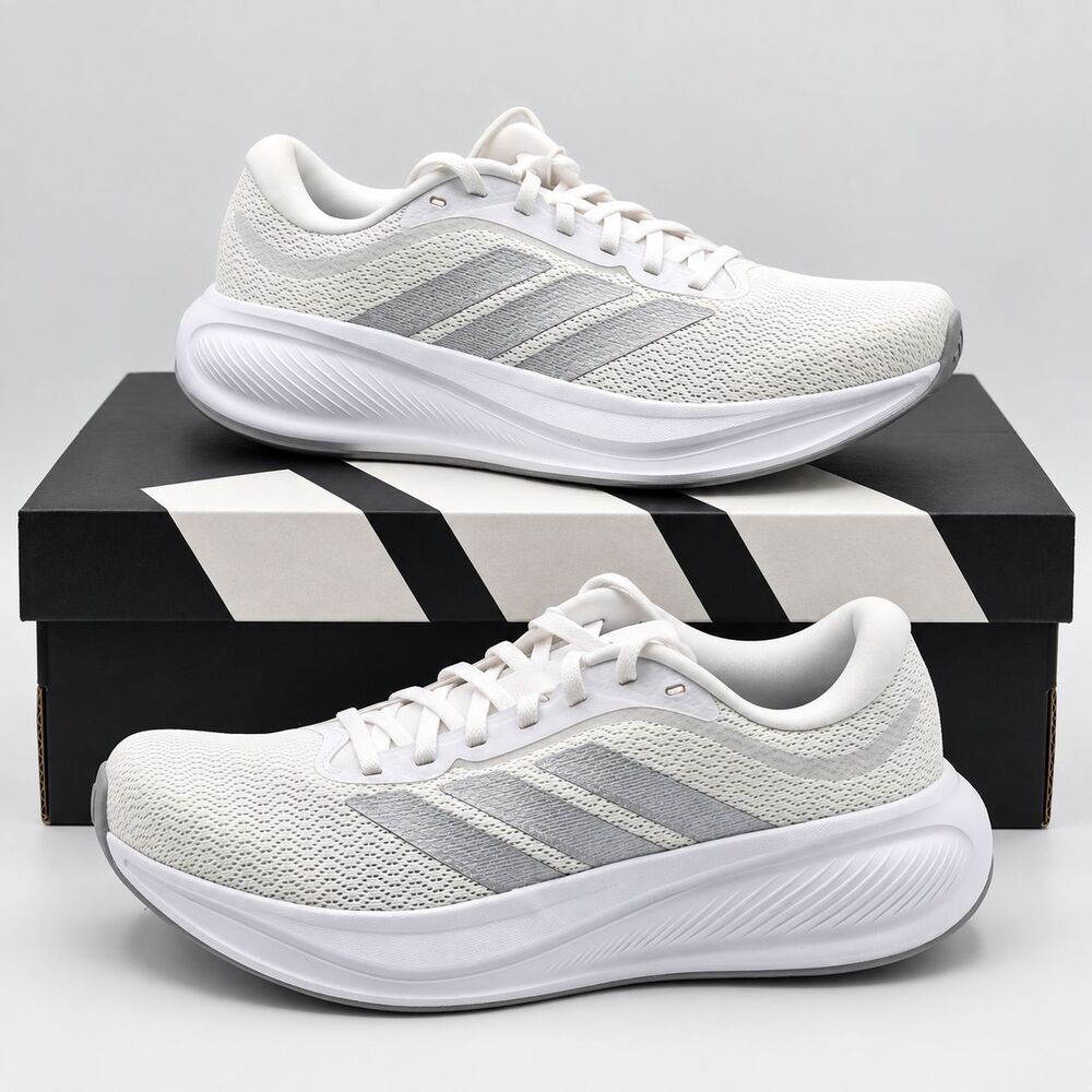 adidas Response Runner 2 Womens 8.5 White Silver Cloudfoam Running Shoes KJ1738